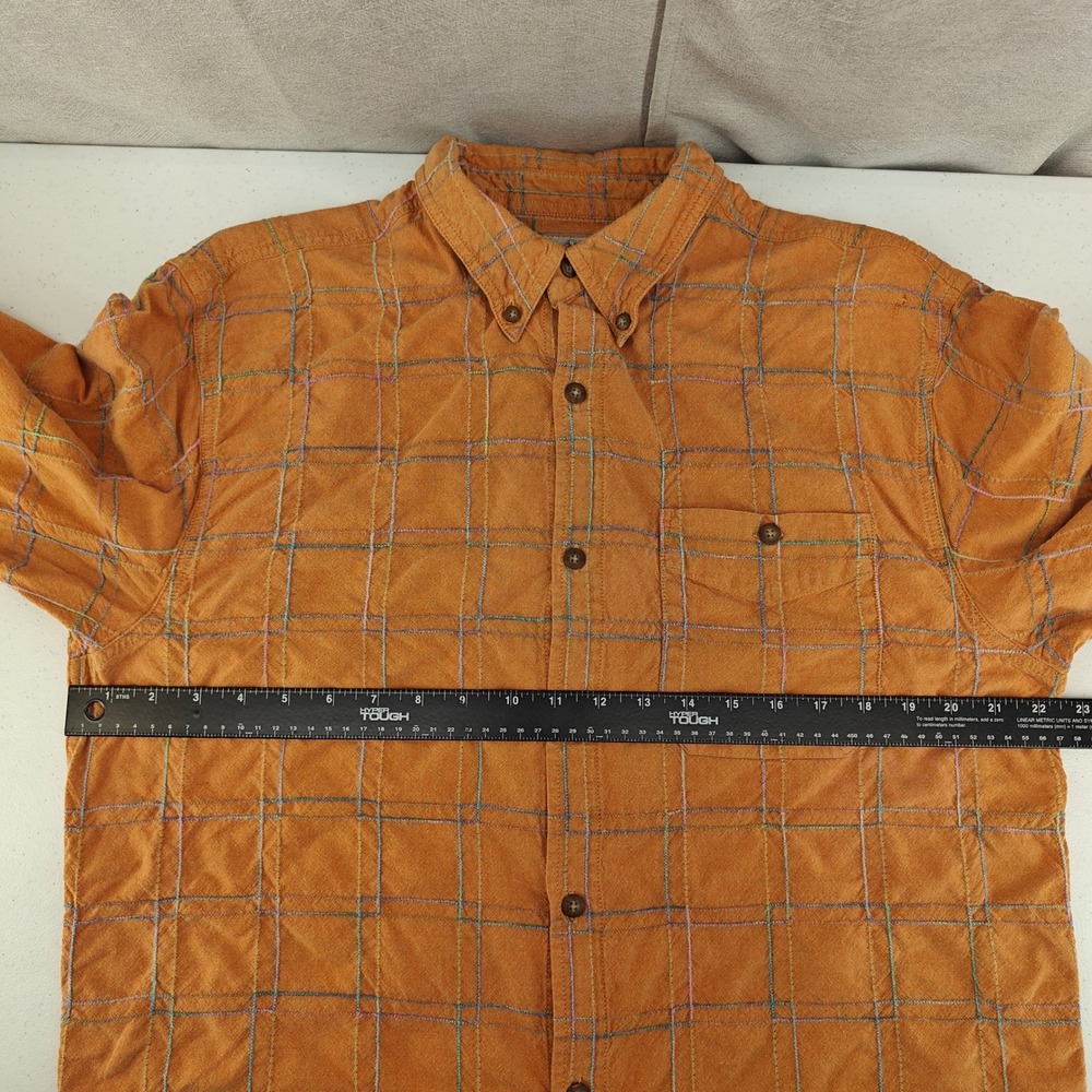 The Territory Ahead Shirt Mens XL Orange Grid Textured Cotton Rayon Long Sleeve - Picture 10 of 13